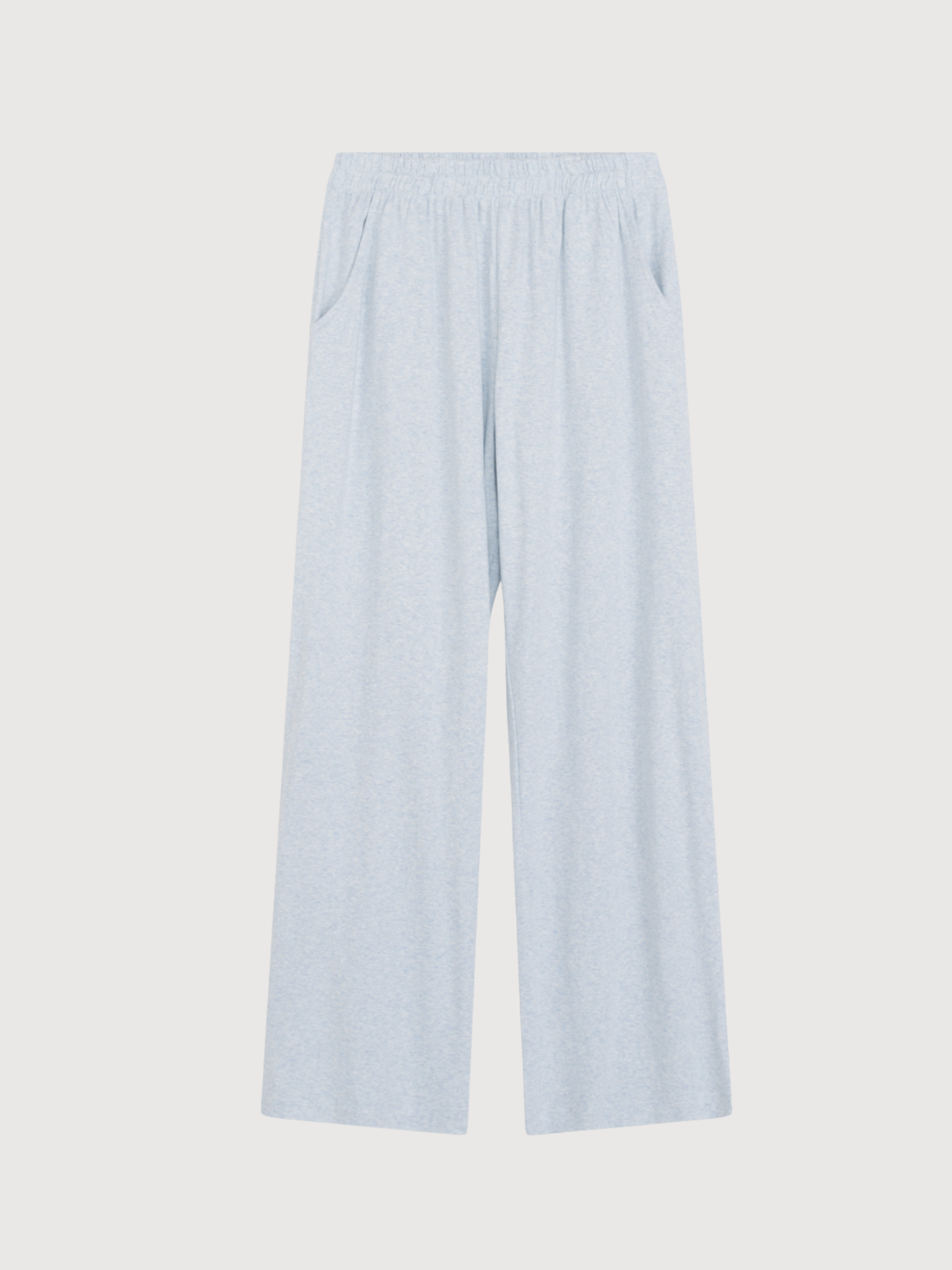 Pantaloni larghi da donna in cotone biologico a coste color nebbia | SERENDIPITY