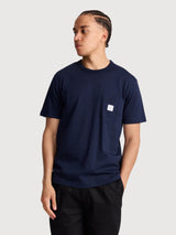T-Shirt Square Pocket Navy Man Cotton | Makia