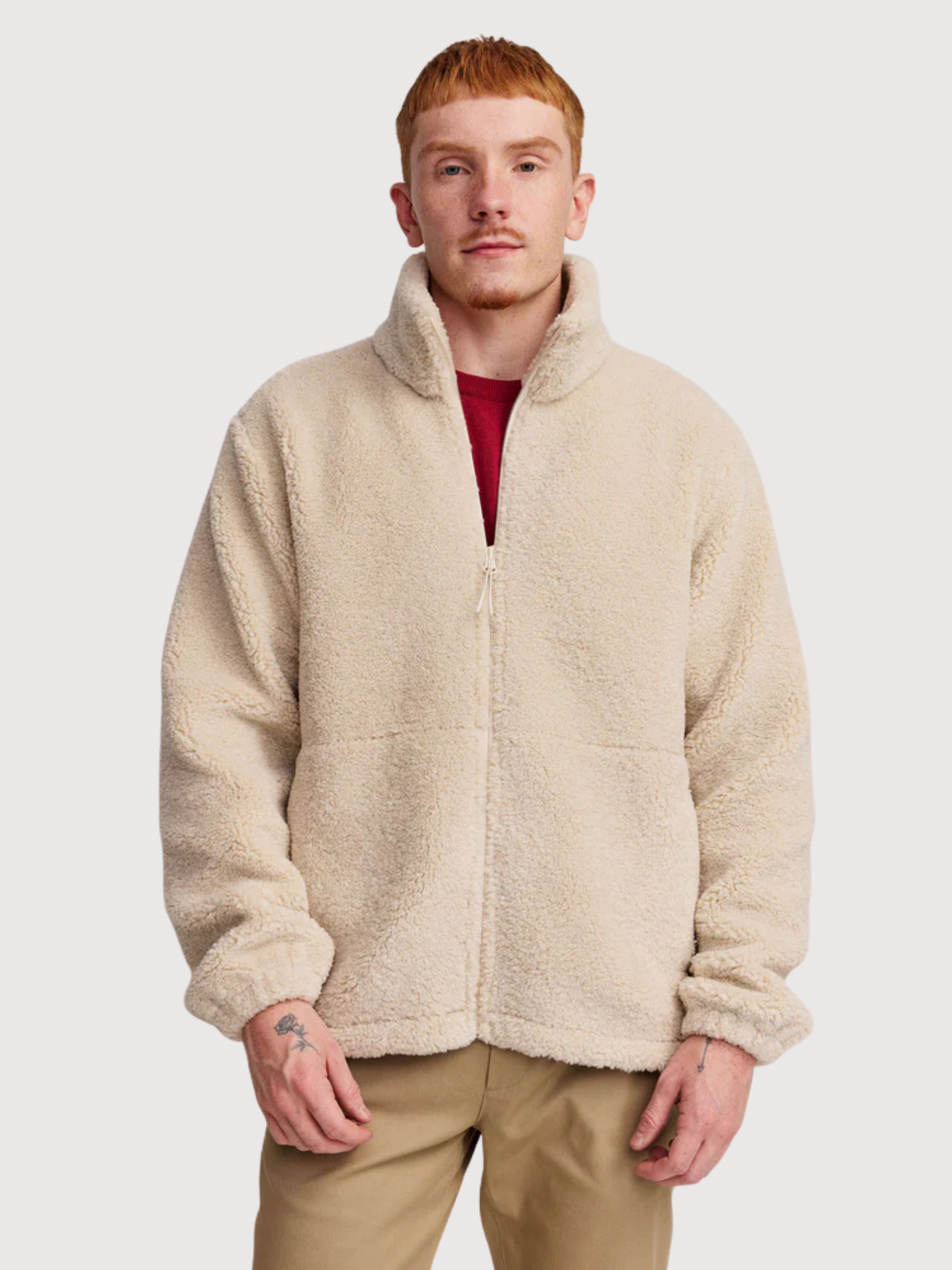 Giacca Lodge Zip Pile Beige Uomo | Makia