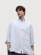 ADAN SHIRT MAN Weiß Himmelblaue Streifen | ECOALF