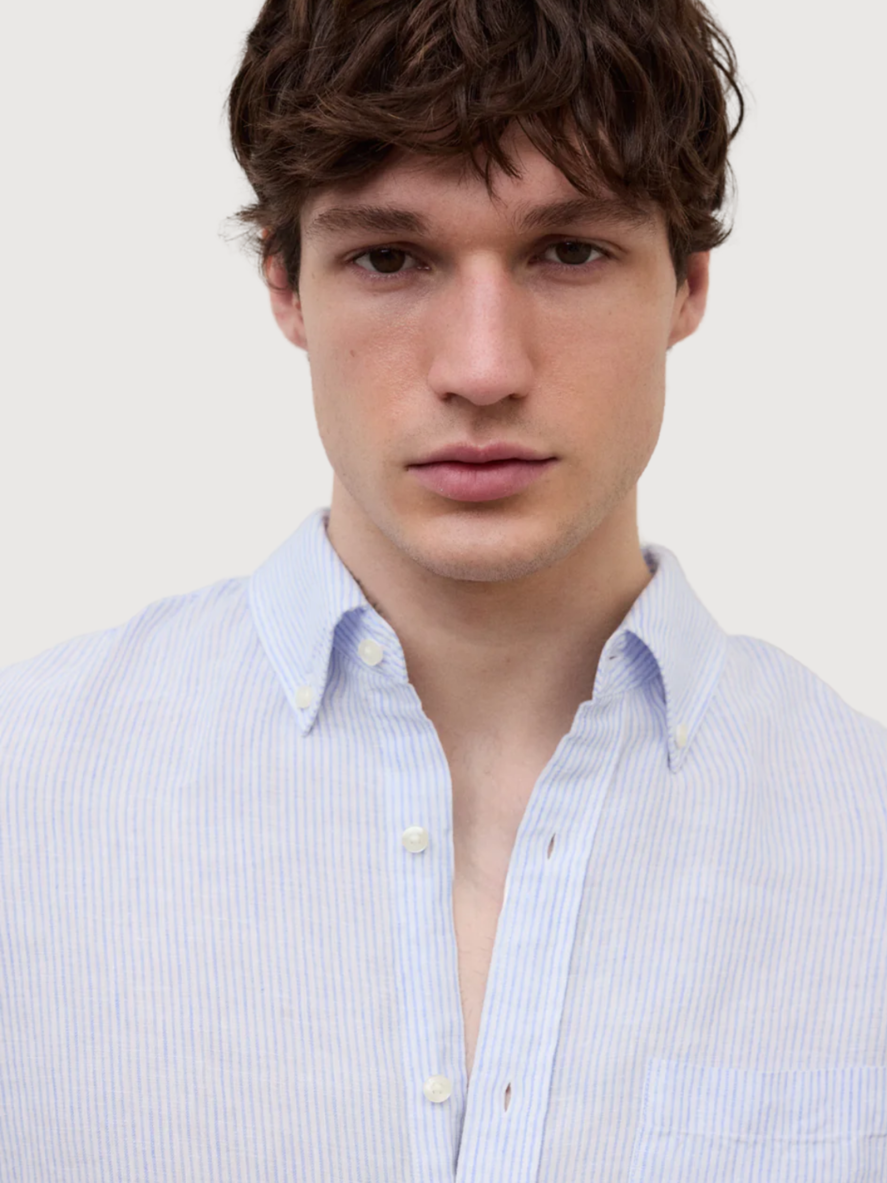 ADAN SHIRT MAN Weiß Himmelblaue Streifen | ECOALF