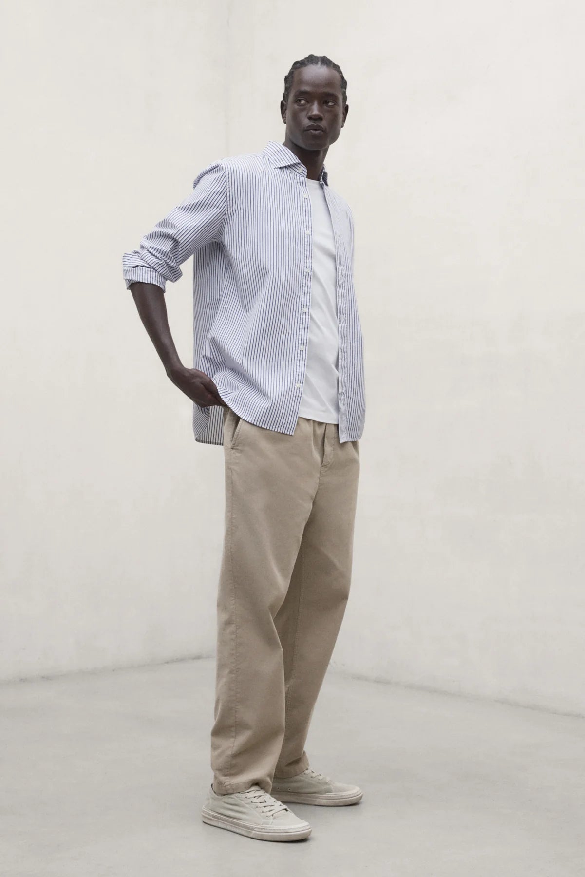 Alfredo Men's Shirt White Navy Stripes | ECOALF