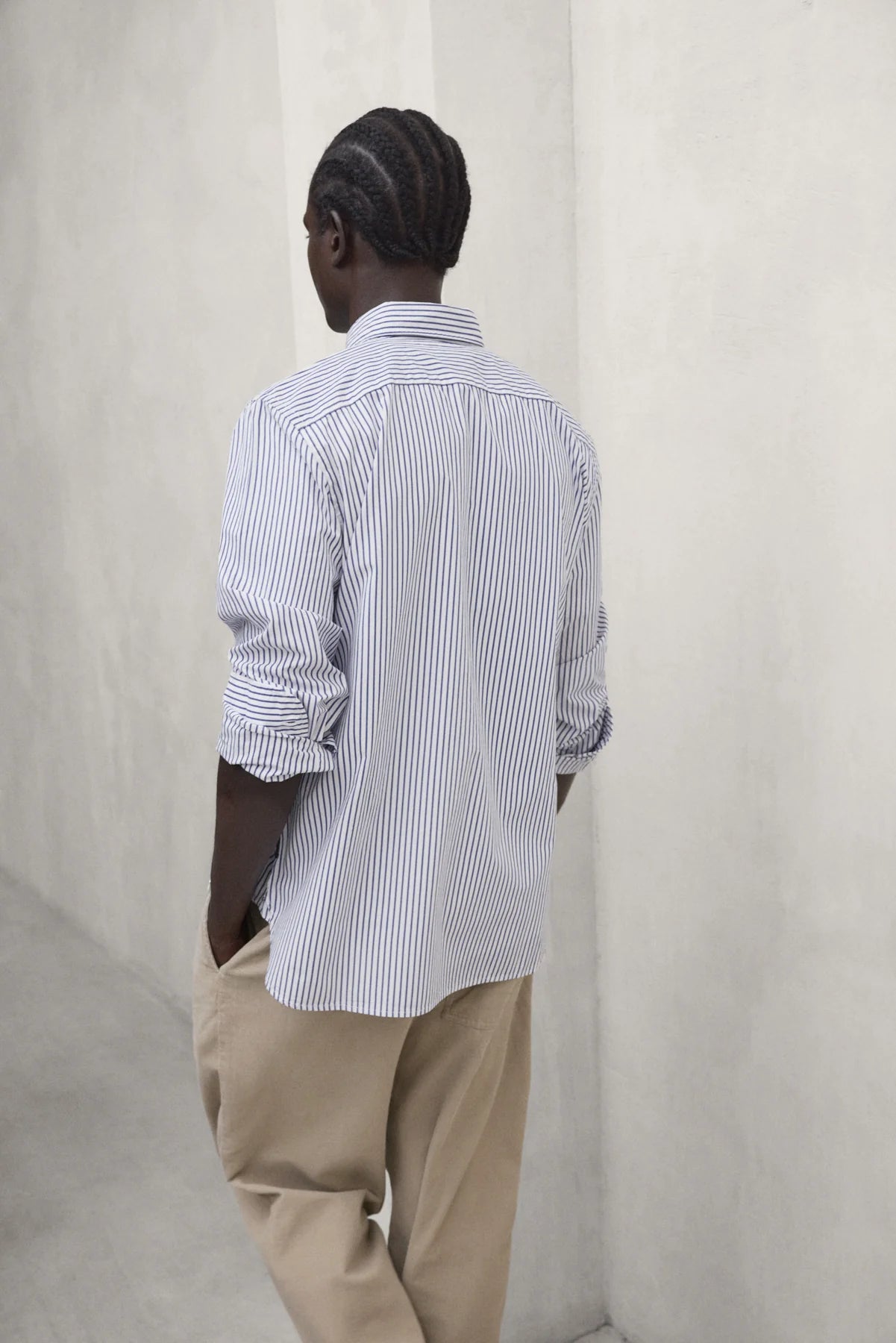 Alfredo Men's Shirt White Navy Stripes | ECOALF