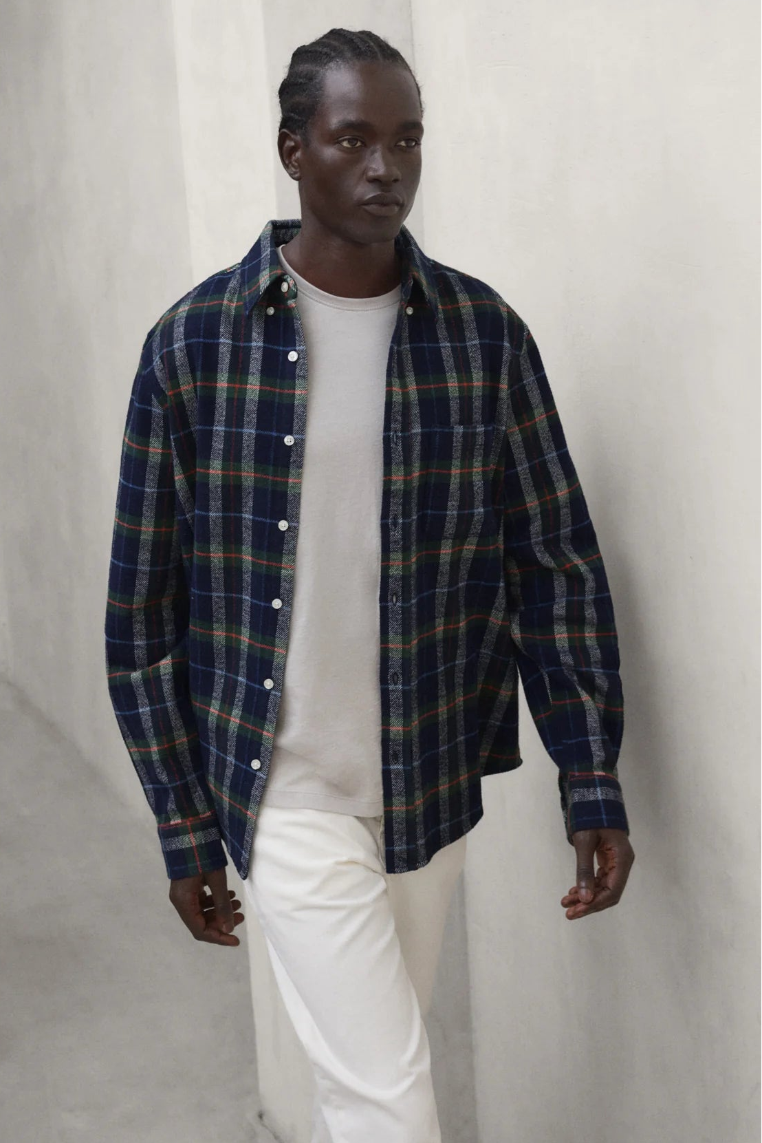 Getari Men's Shirt Off White Green Blue | ECOALF