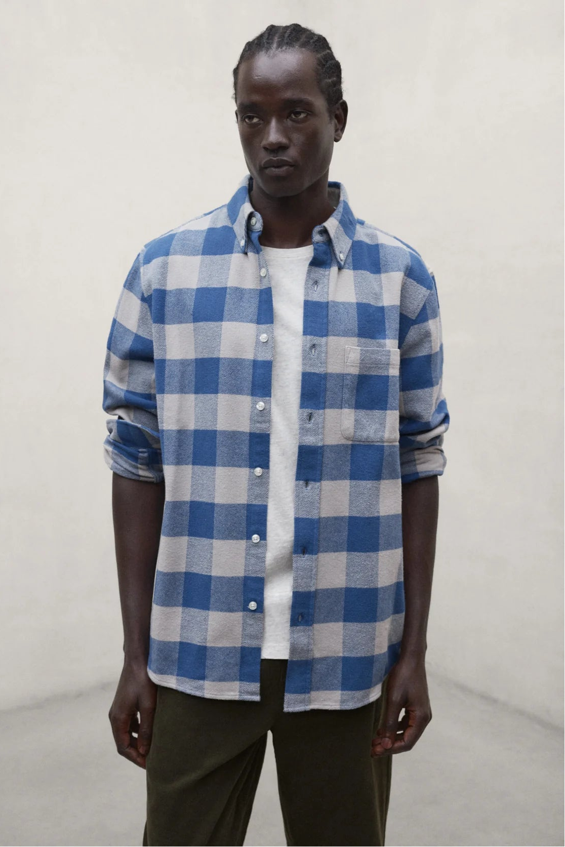 Getari Men's Shirt Cobalt Check | ECOALF