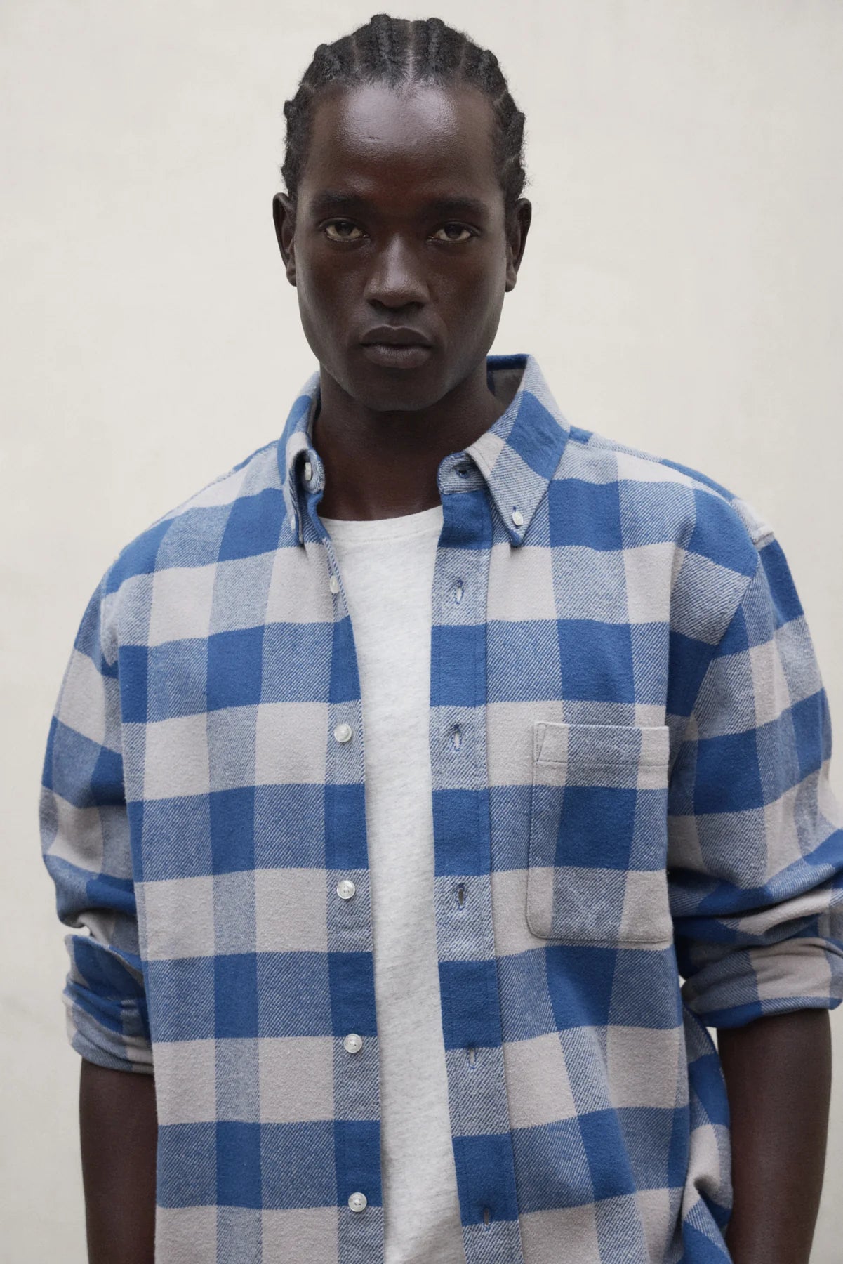 Getari Men's Shirt Cobalt Check | ECOALF