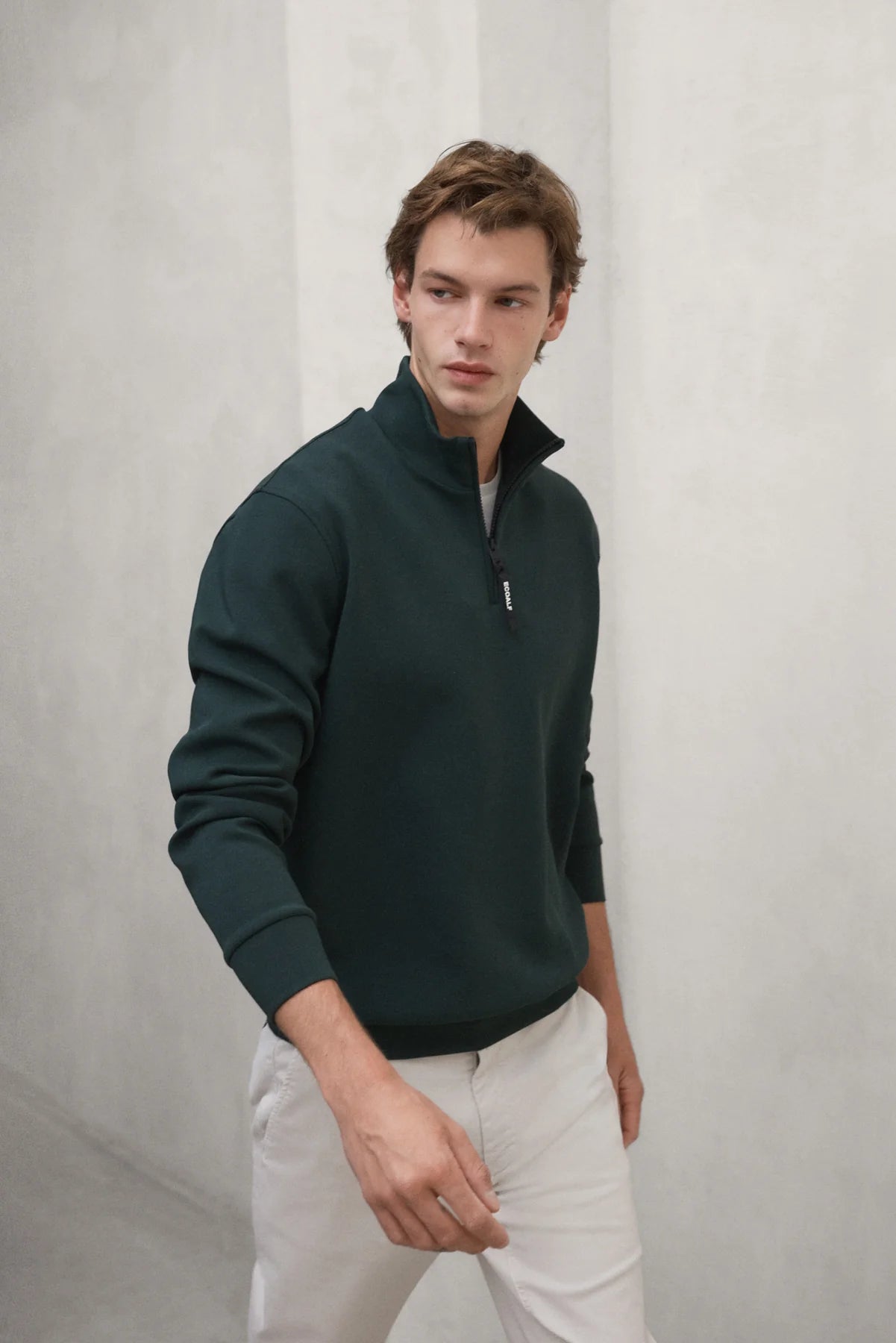 Men's Cypress sweatshirt by ECOALF featuring a comfortable fit and eco-friendly fabric, shown in a natural stance.