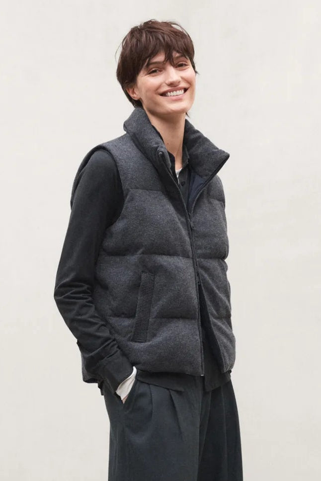 Sintre Women's Reversible Gilet Dark Grey Melange | ECOALF