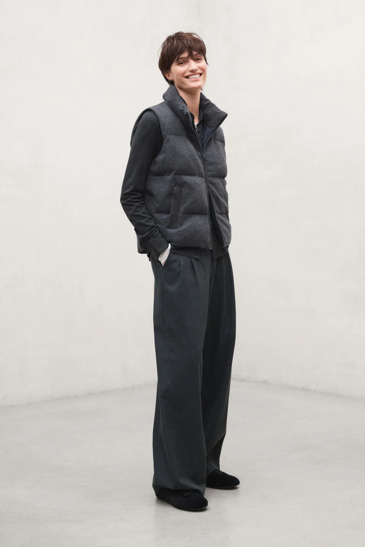 Sintre Women's Reversible Gilet Dark Grey Melange | ECOALF