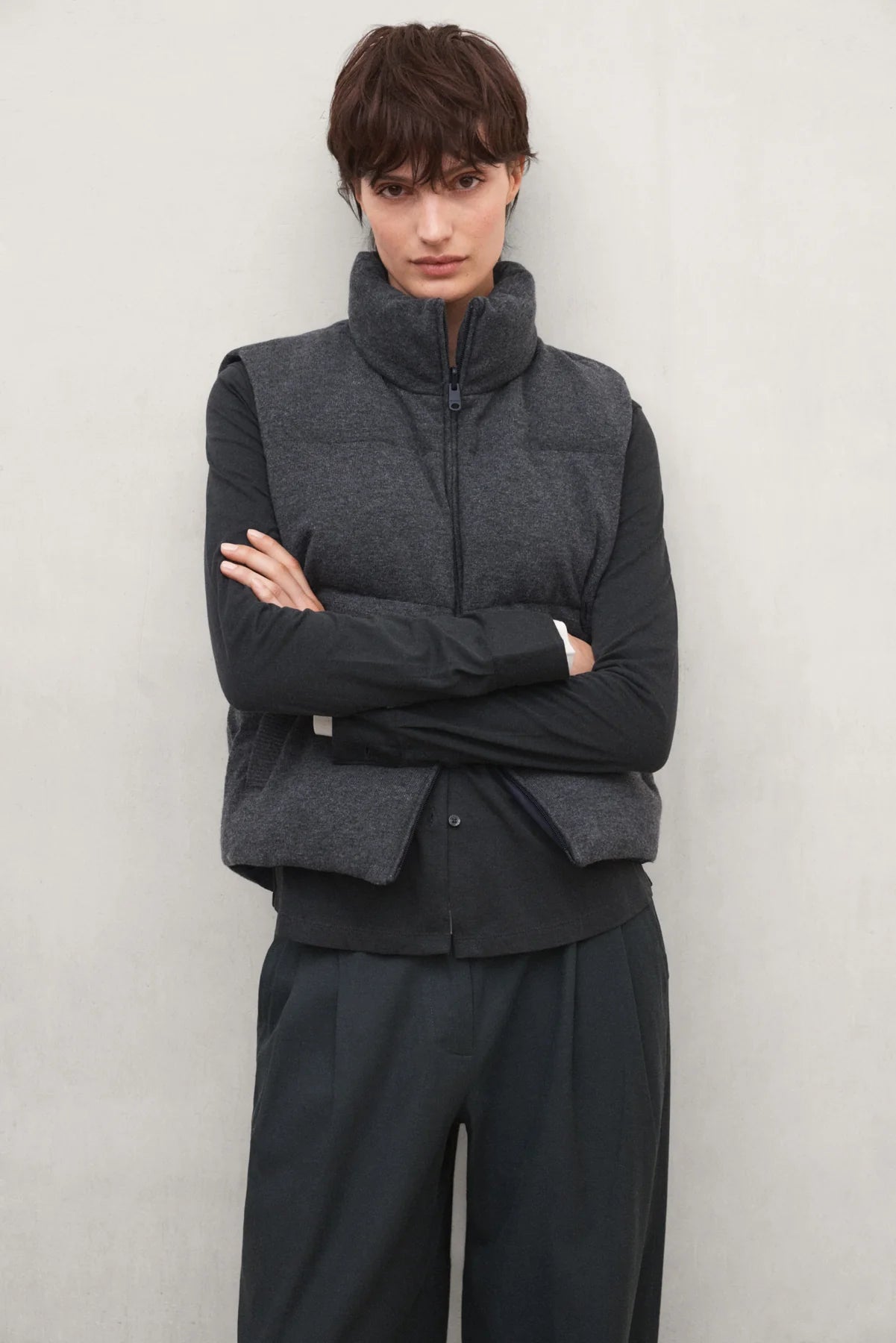 Sintre Women's Reversible Gilet Dark Grey Melange | ECOALF