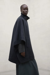 Asturia Women's Cape Coat Charcoal Khaki | ECOALF