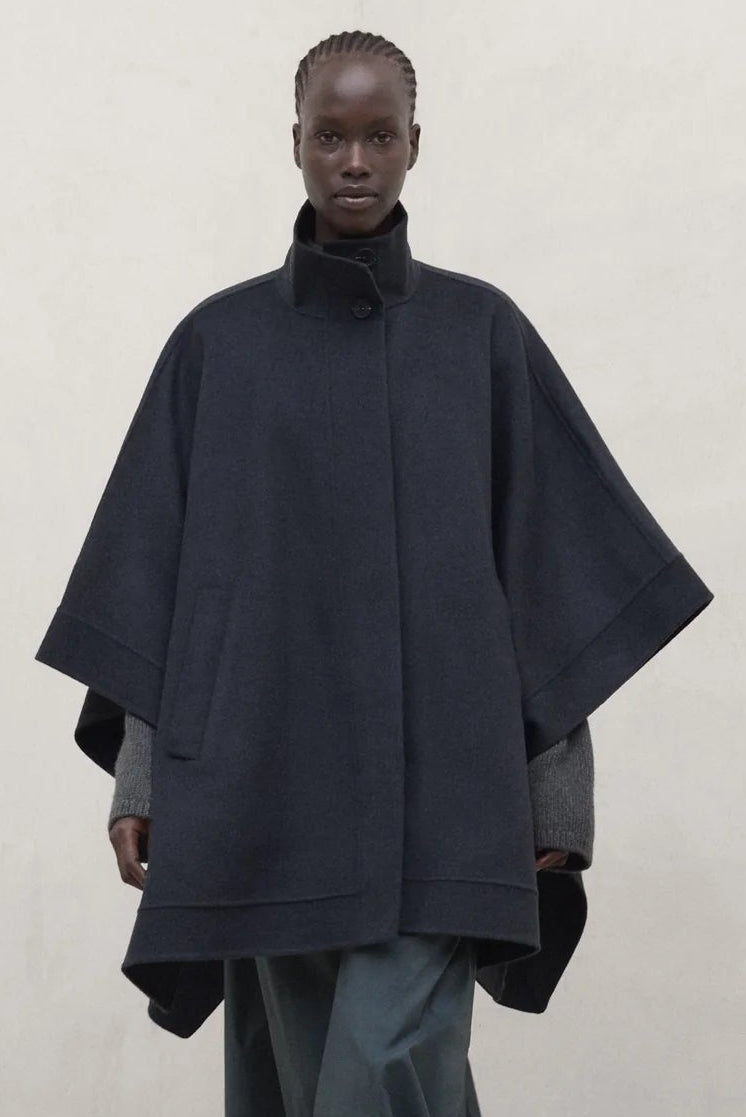 Asturia Women's Cape Coat Charcoal Khaki | ECOALF