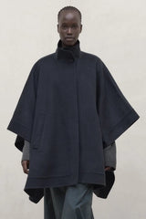 Asturia Women's Cape Coat Charcoal Khaki | ECOALF