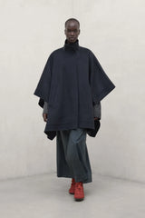 Asturia Women's Cape Coat Charcoal Khaki | ECOALF