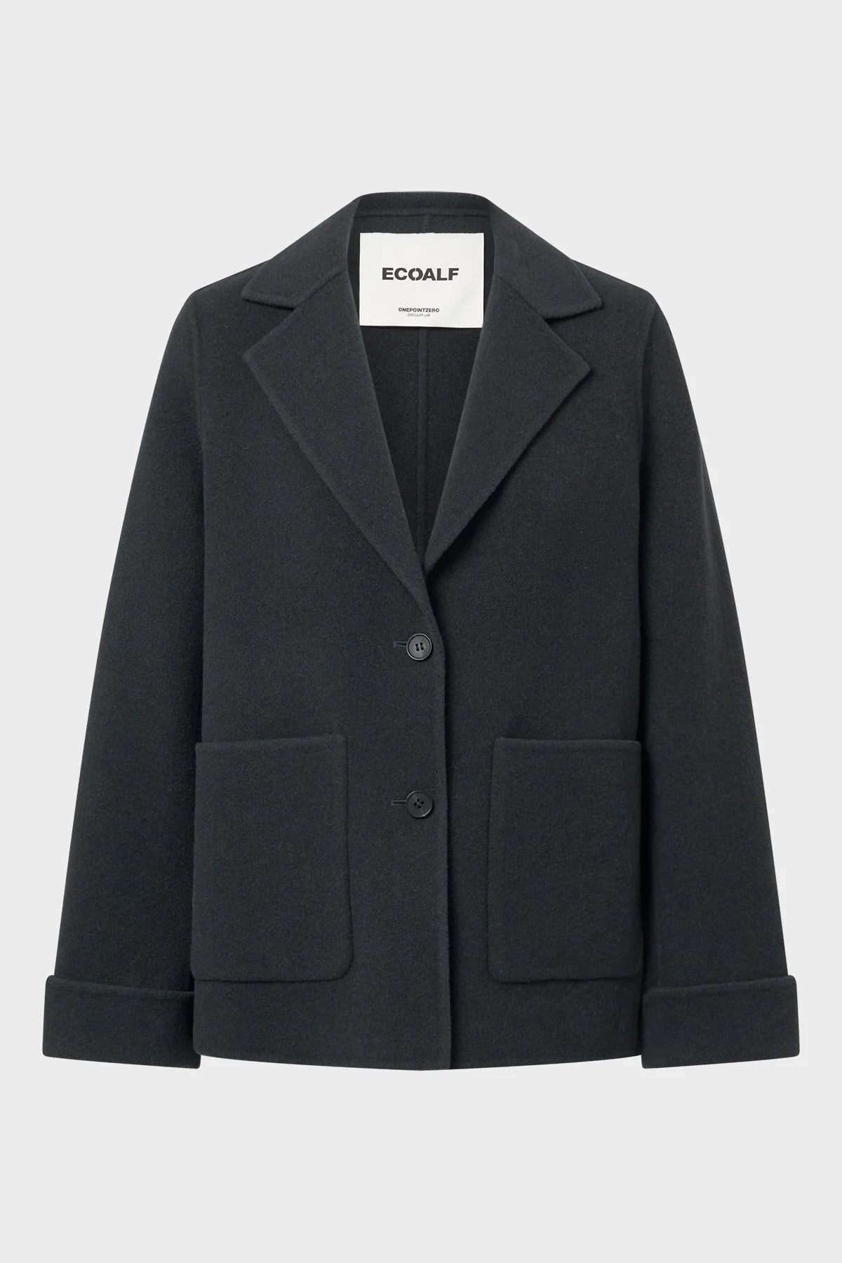 Charcoal and khaki ECOALF Dana women's jacket with hood, front pockets, and lightweight design for casual wear.