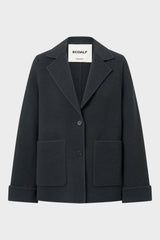 Charcoal and khaki ECOALF Dana women's jacket with hood, front pockets, and lightweight design for casual wear.