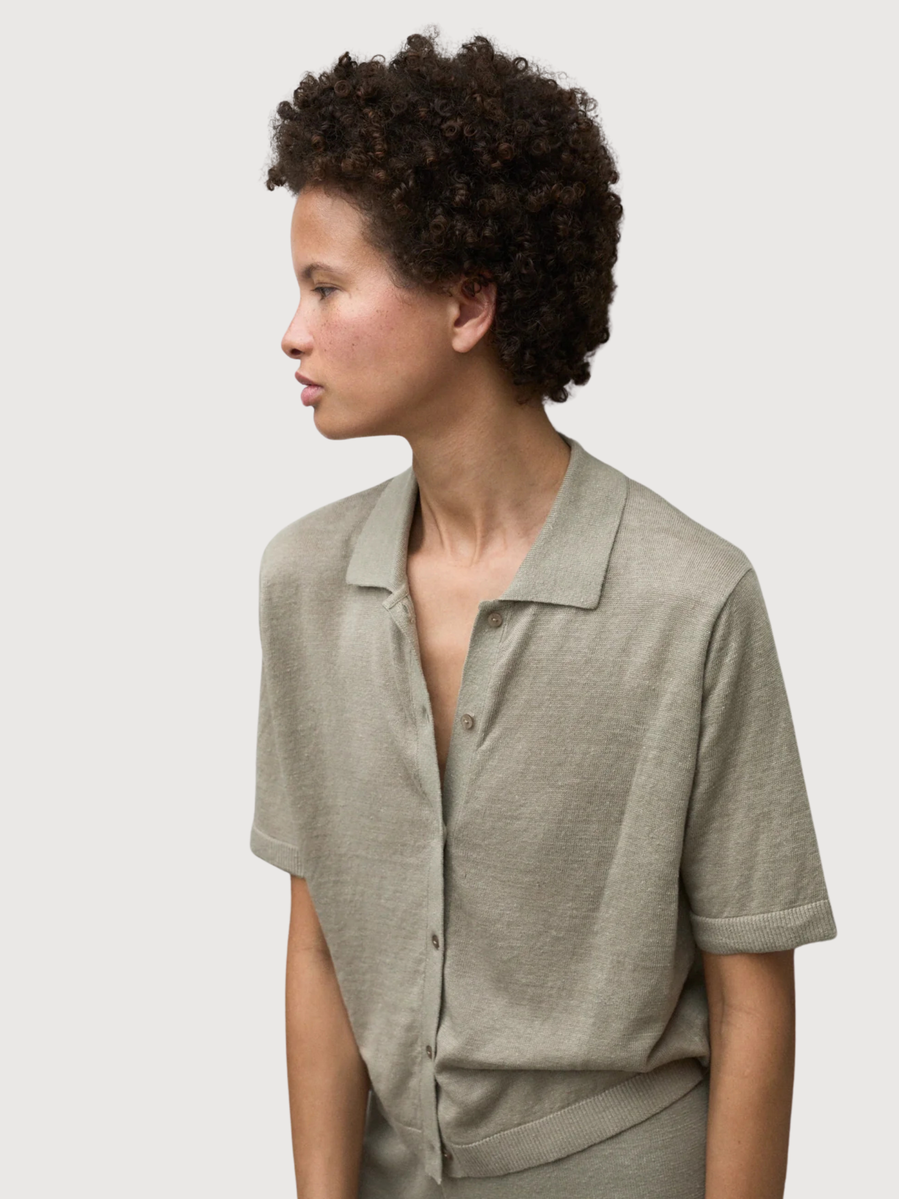 Cardigan Juniperalf Green Woman Linen | Ecoalf