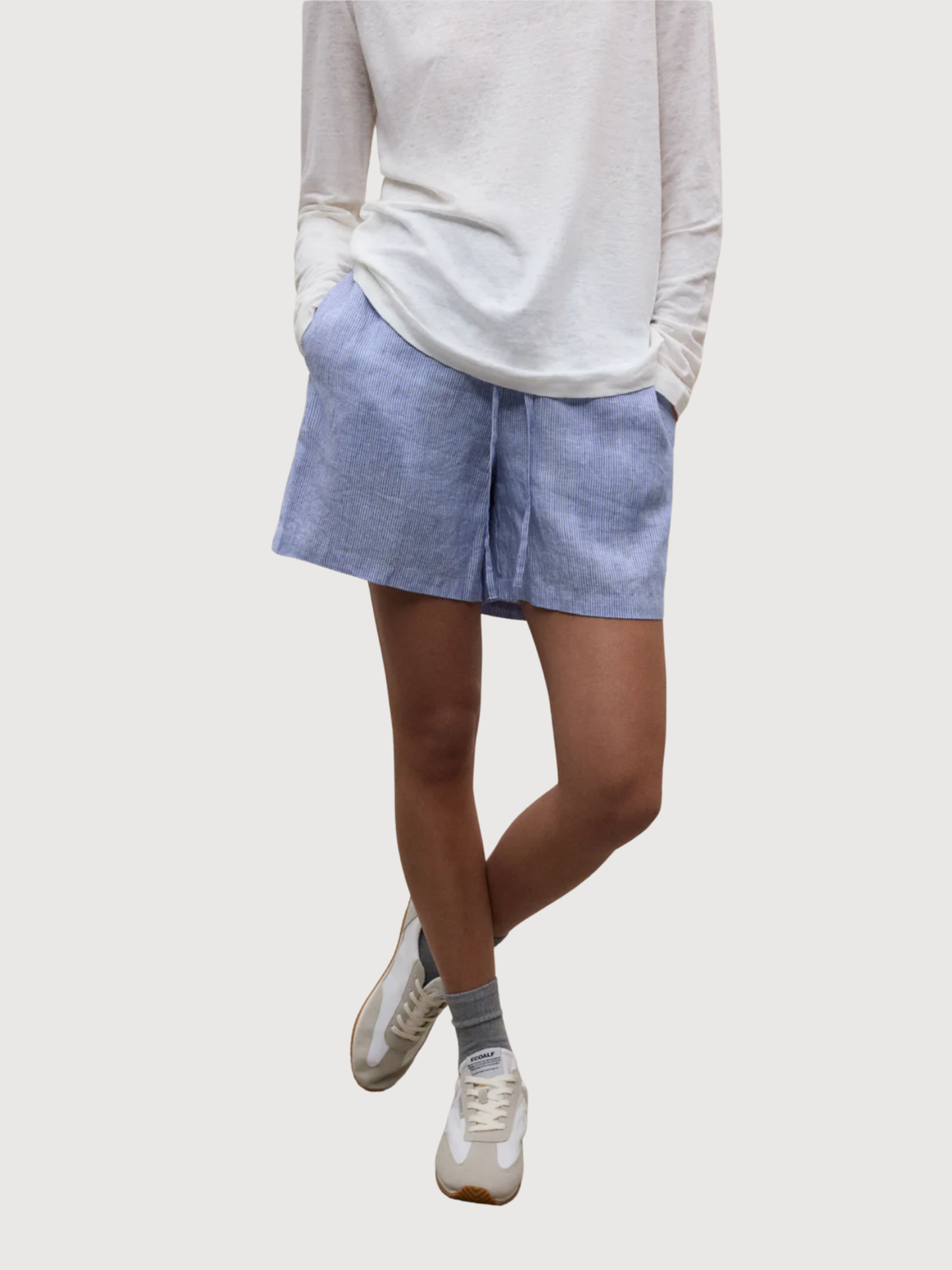 Pantaloncini Eras Stripes Donna Bianco Sporco Blu | Ecoalf