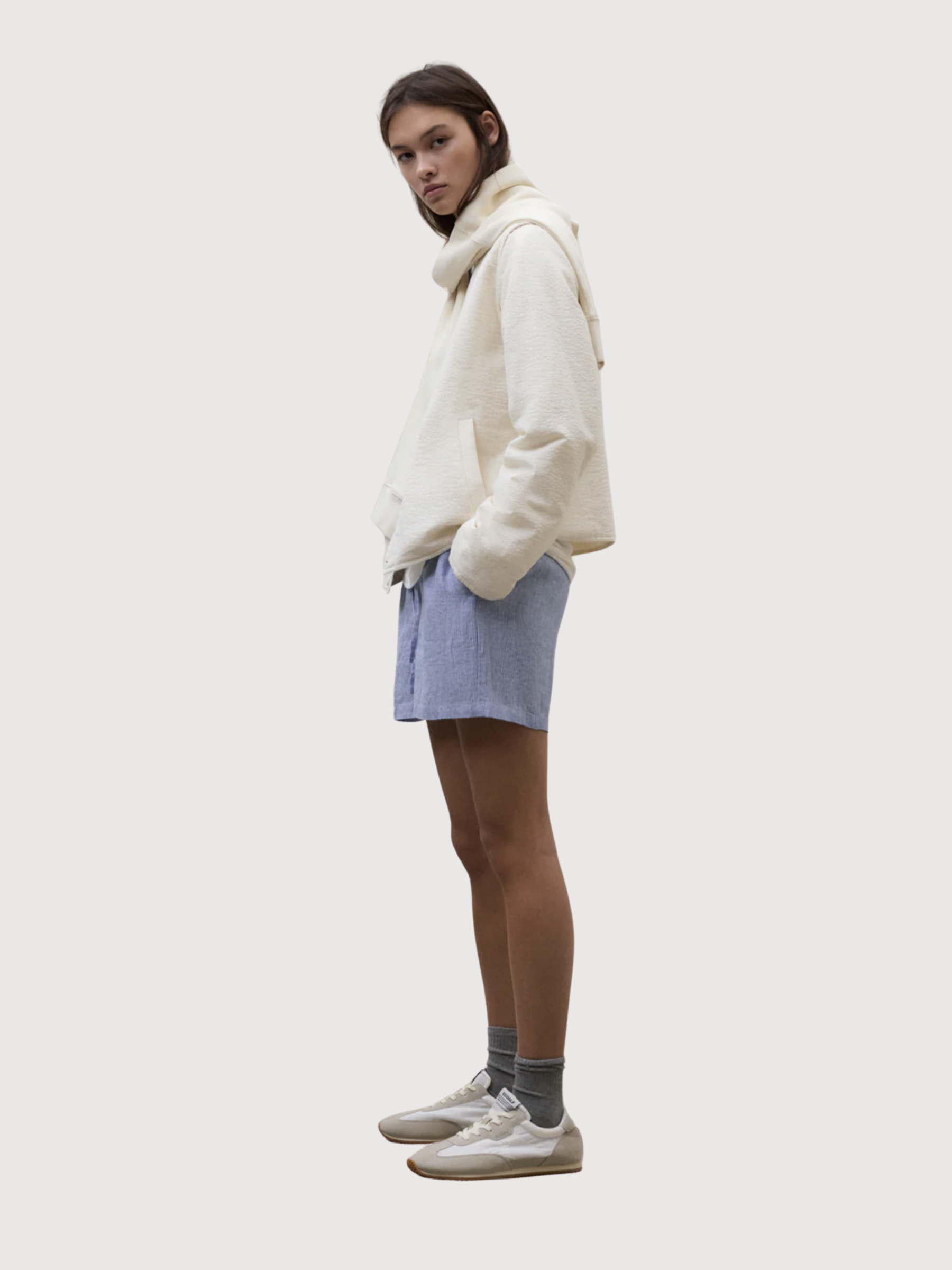 Pantaloncini Eras Stripes Donna Bianco Sporco Blu | Ecoalf