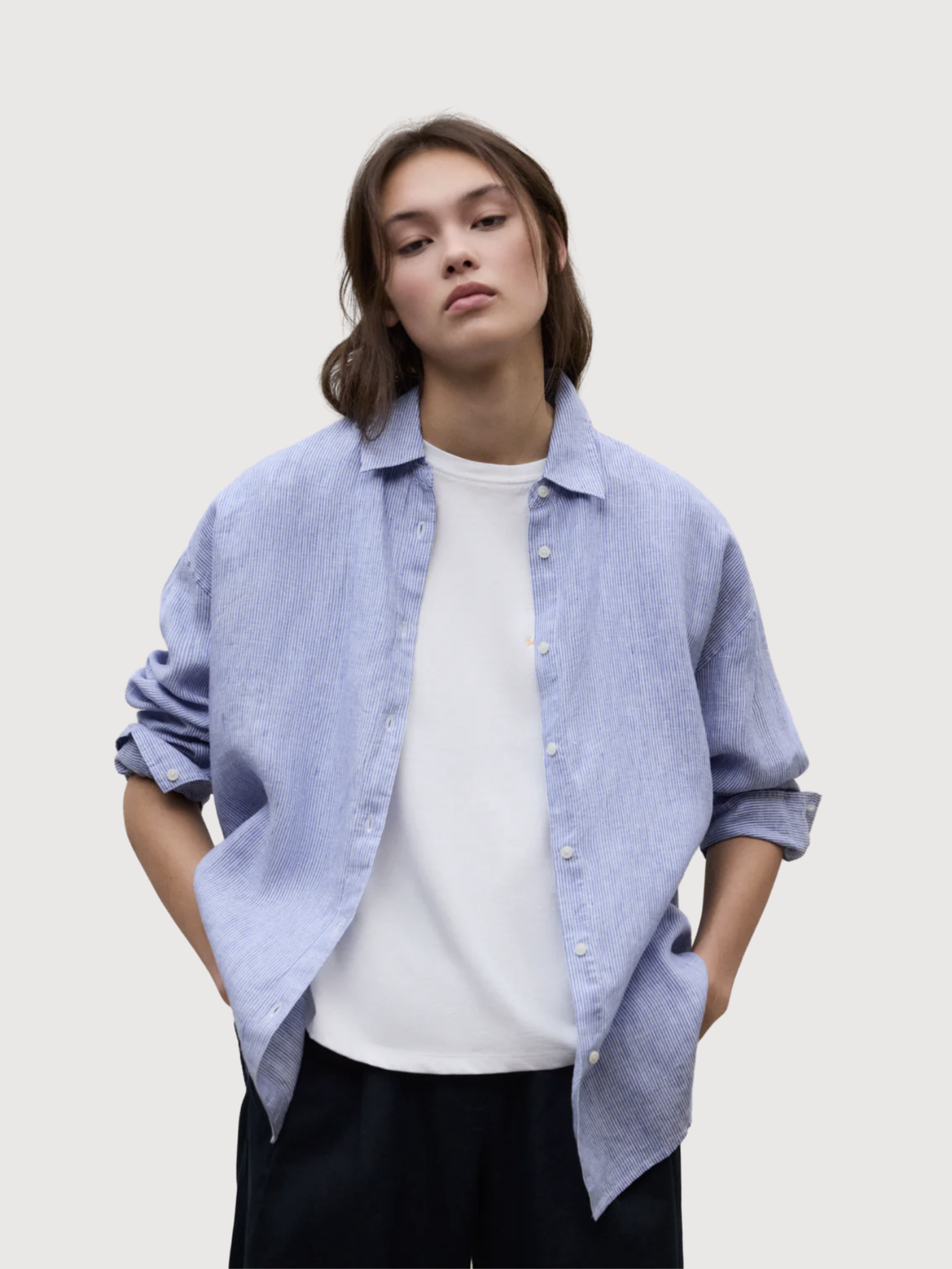 Camicia Daria Stripes Donna Bianco sporco Blu | Ecoalf