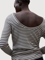 Maglia a maniche lunghe Faro da donna bianca/nera | Ecoalf