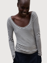 Maglia a maniche lunghe Faro da donna bianca/nera | Ecoalf