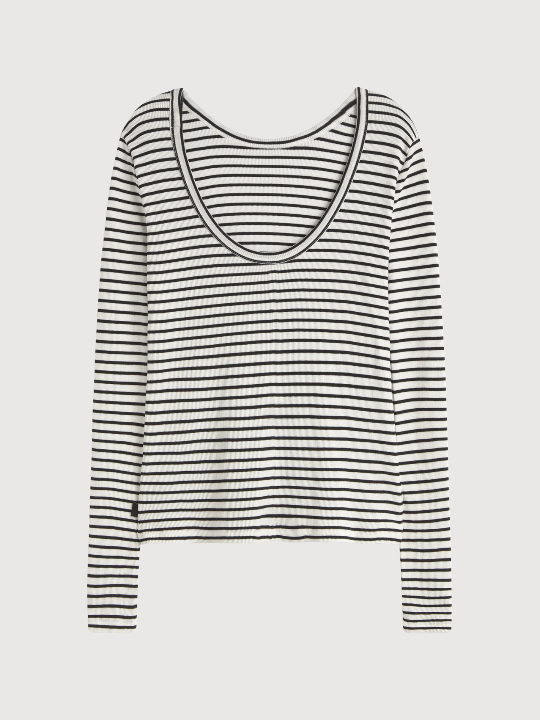 Maglia a maniche lunghe Faro da donna bianca/nera | Ecoalf