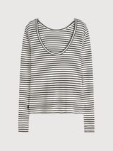 Maglia a maniche lunghe Faro da donna bianca/nera | Ecoalf