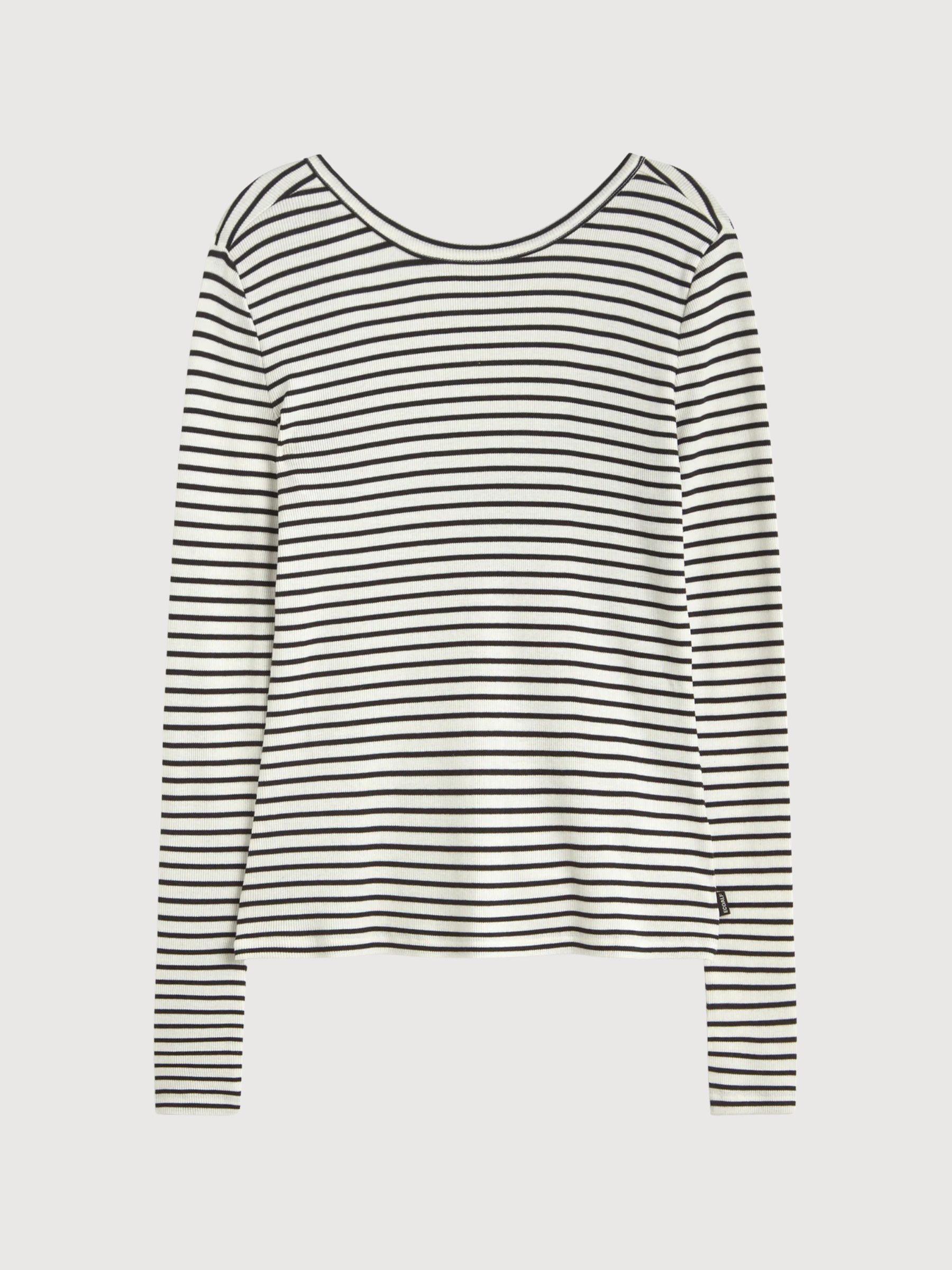 Maglia a maniche lunghe Faro da donna bianca/nera | Ecoalf