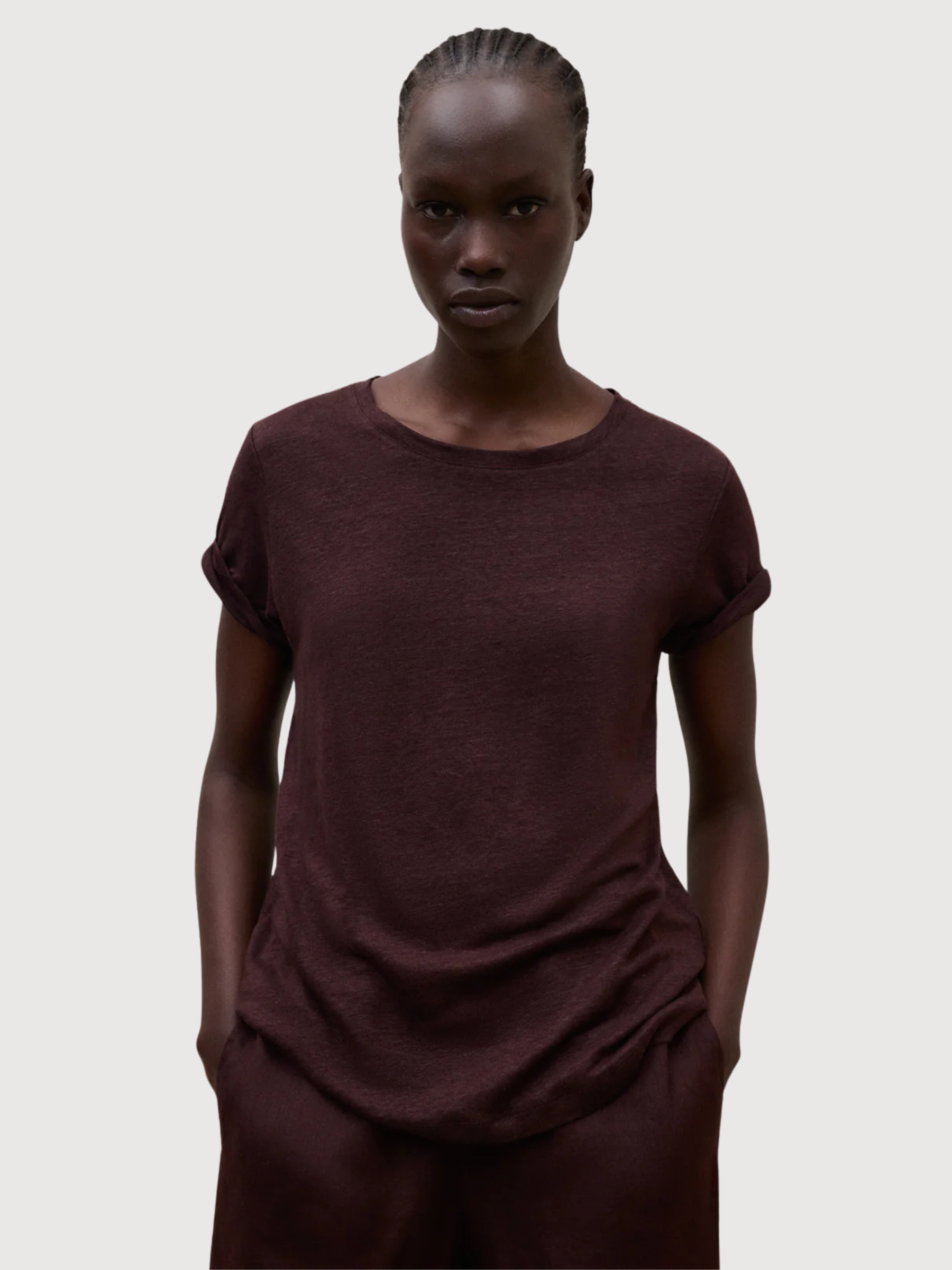 T-shirt Lane Woman Cocoa Linen | Ecoalf