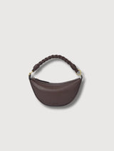 Leo Mini Tasche mit gedrehtem Griff, Schokoladenbraunes Narbenleder | O MY BAG