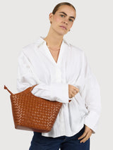 Bag Mara Midi Cognac Woven Classic | O My Bag