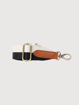 Striped Webbing Strap - Black & White/Congnac