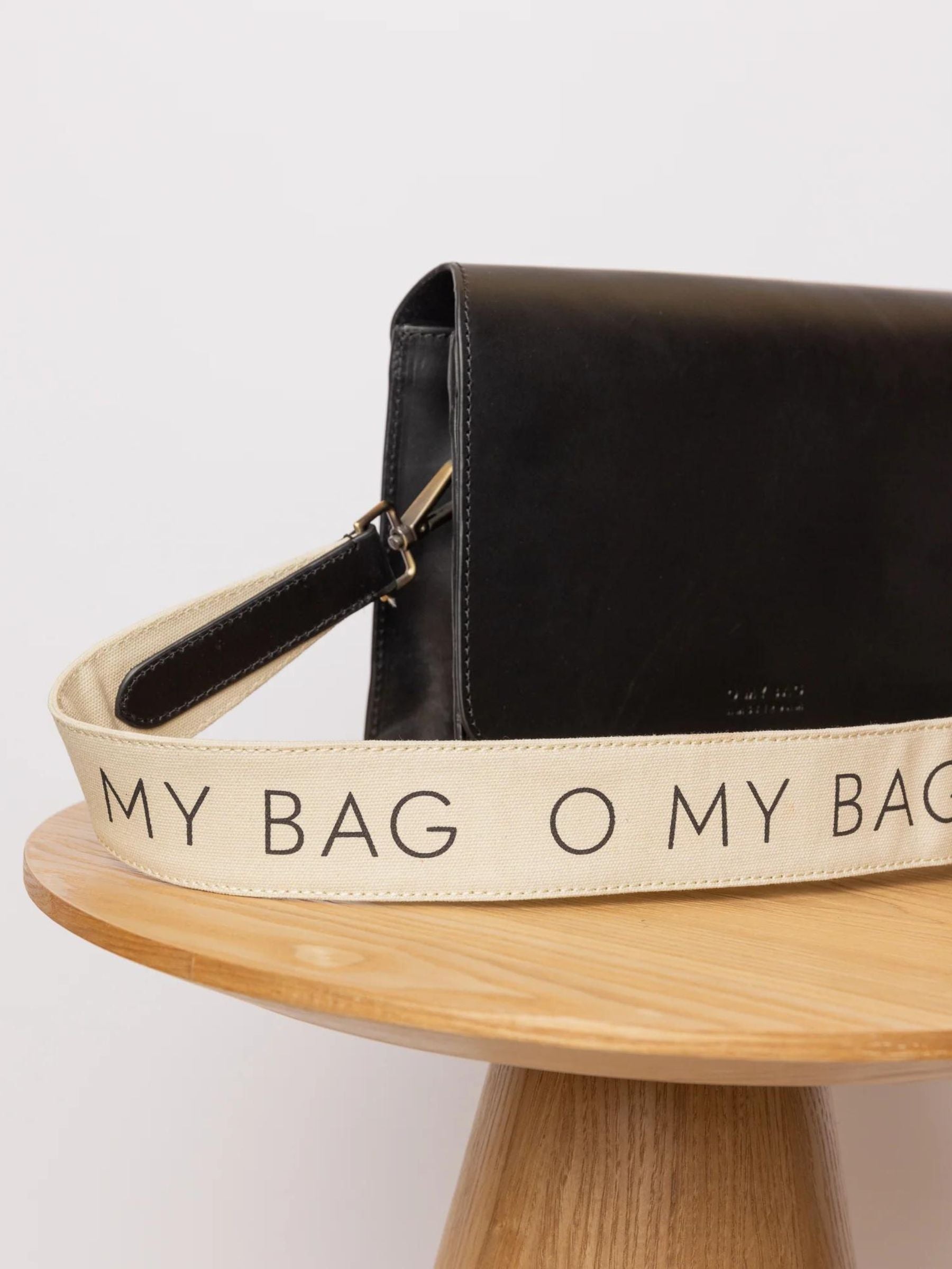 Canvas Logo Strap Black Classic Leather | O My Bag