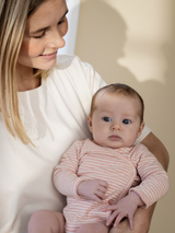 Newborn Wrap Body in Coral / Ecru   Organic Cotton | SERENDIPITY