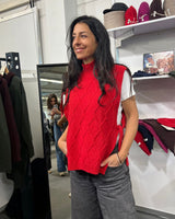 Delia Women's Turtleneck Vest in Recycled Wool – Poppy Red | Rifò