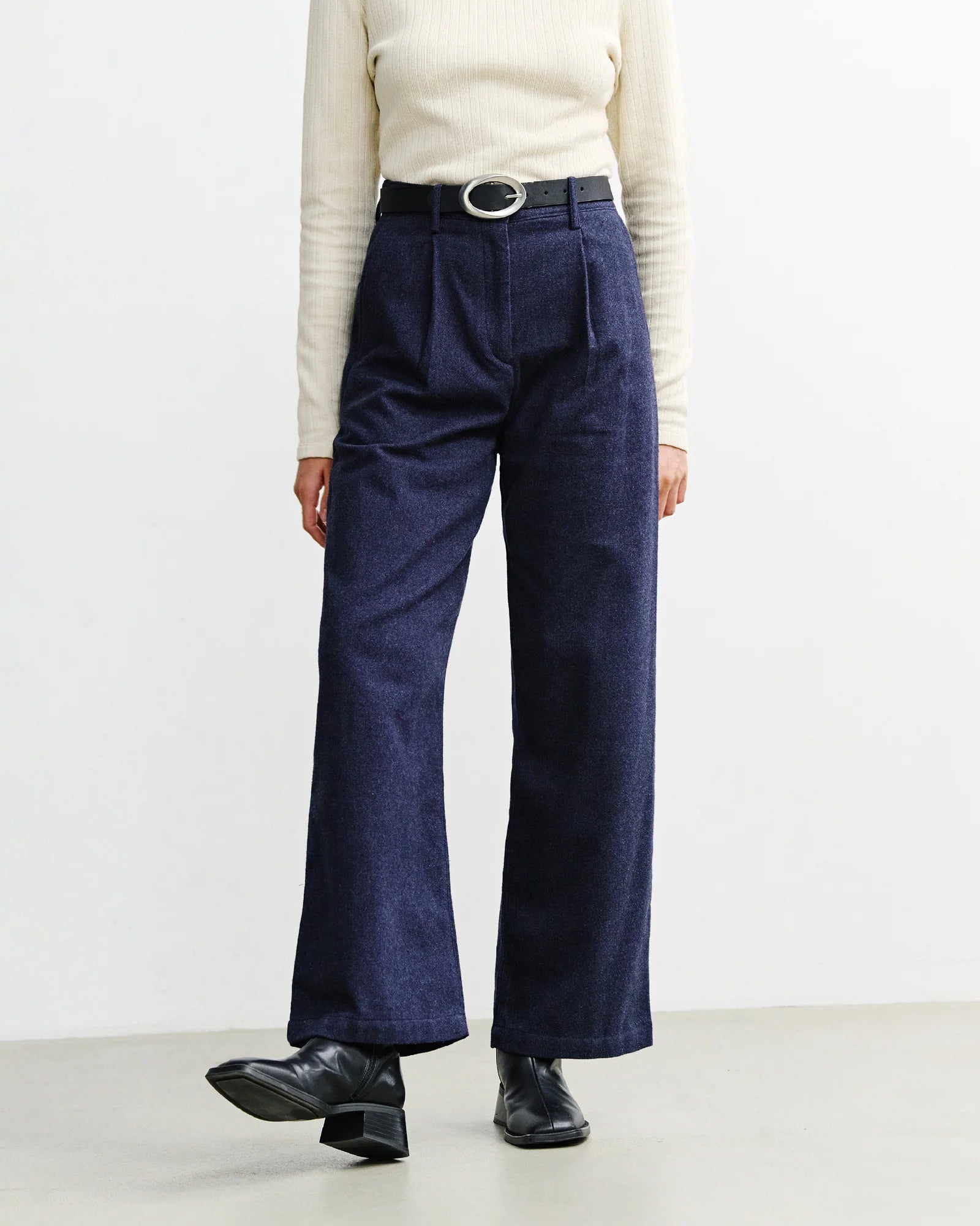 High-Waist Flanellhose Bio-Baumwolle - Dunkelblau| ROTHOLZ