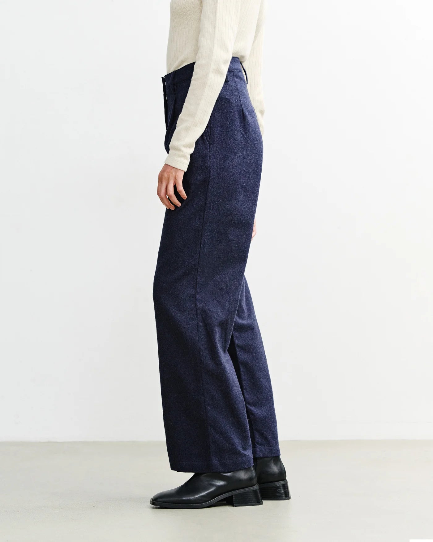 High-Waist Flanellhose Bio-Baumwolle - Dunkelblau| ROTHOLZ