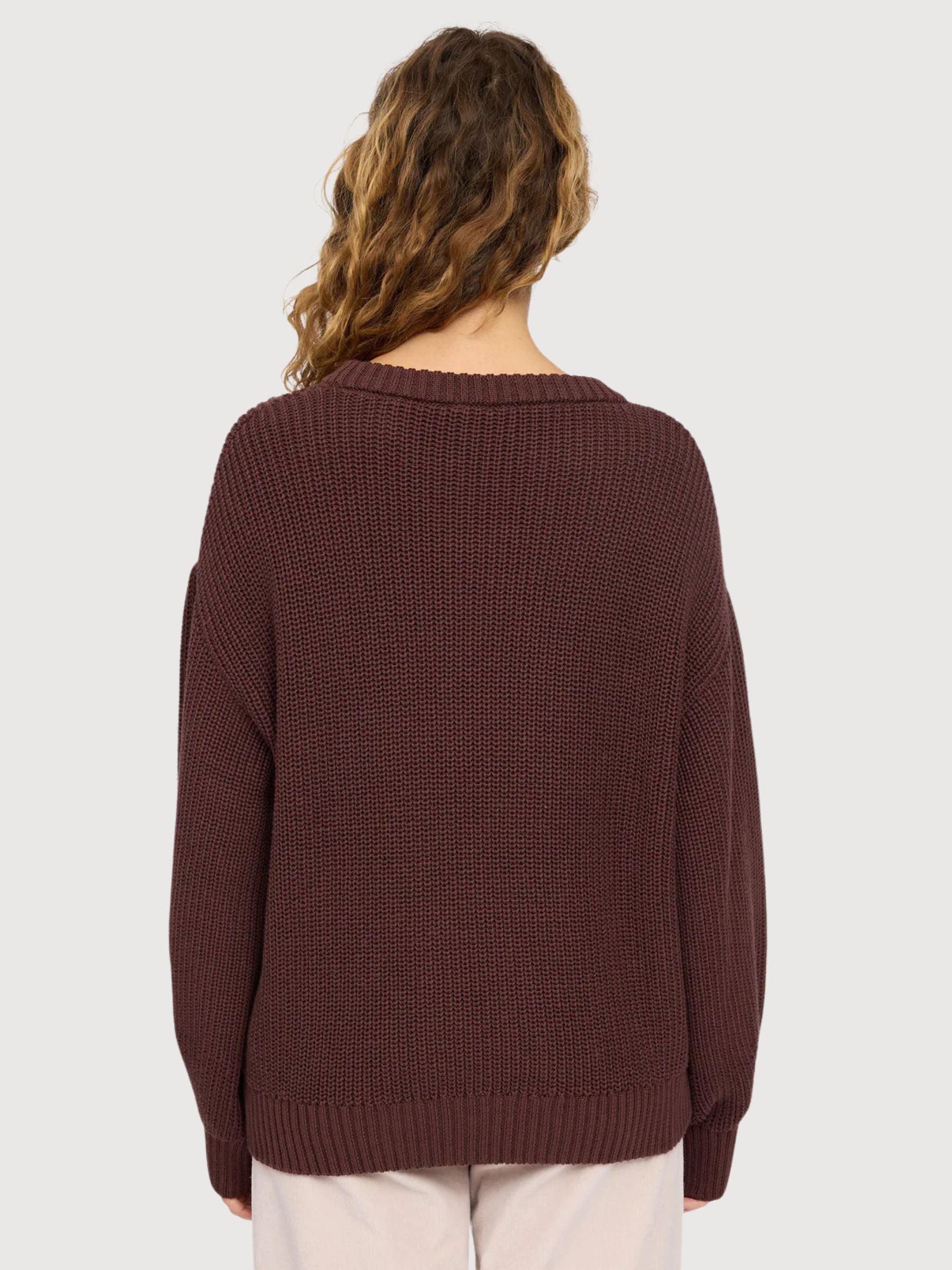 Mazine Pullover Grobstrick Braun Damen Baumwolle | Mazine