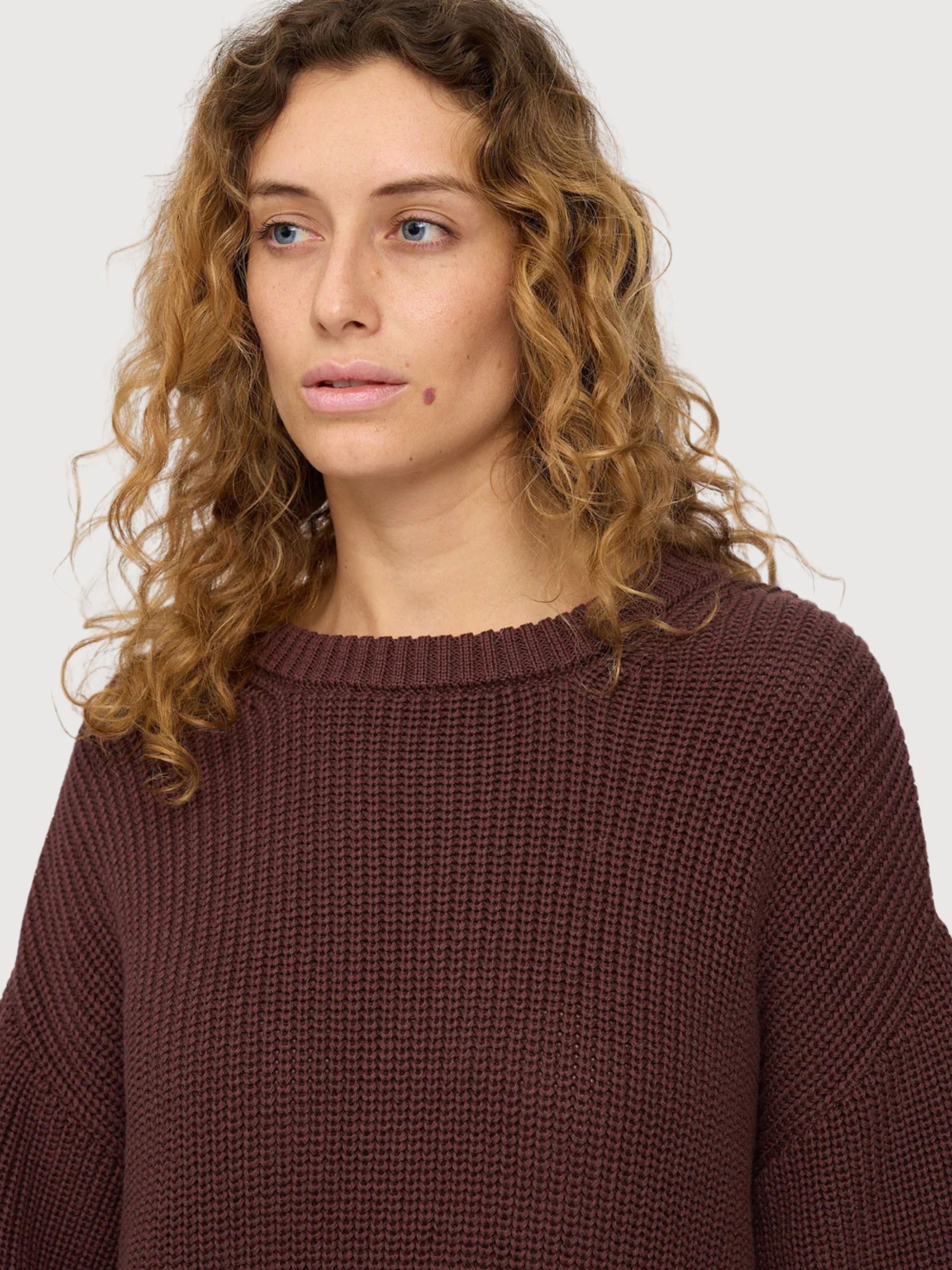 Mazine Pullover Grobstrick Braun Damen Baumwolle | Mazine