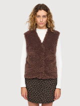 Vest Faux Fur Dark Brown Woman | Mazine
