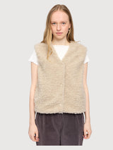 Weste Kunstpelz Beige Frau | Mazine