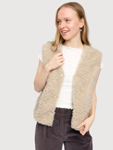 Weste Kunstpelz Beige Frau | Mazine