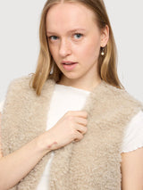 Weste Kunstpelz Beige Frau | Mazine