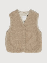 Weste Kunstpelz Beige Frau | Mazine