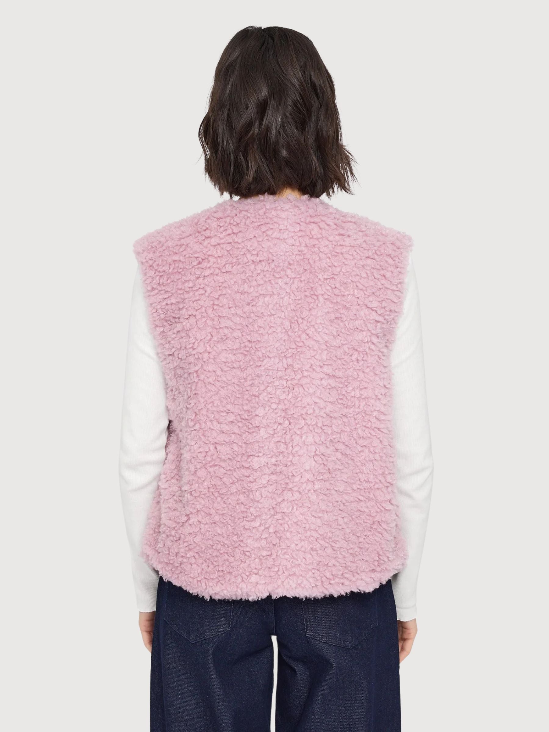 Gilet in pelliccia sintetica rosa chiaro da donna | Mazine