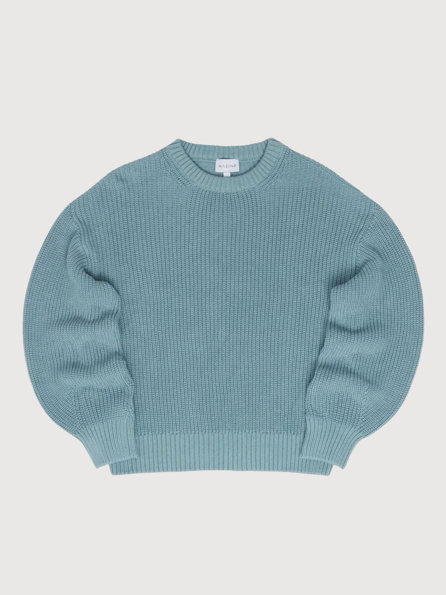 Pullover in maglia grossa blu da donna in cotone | Mazine