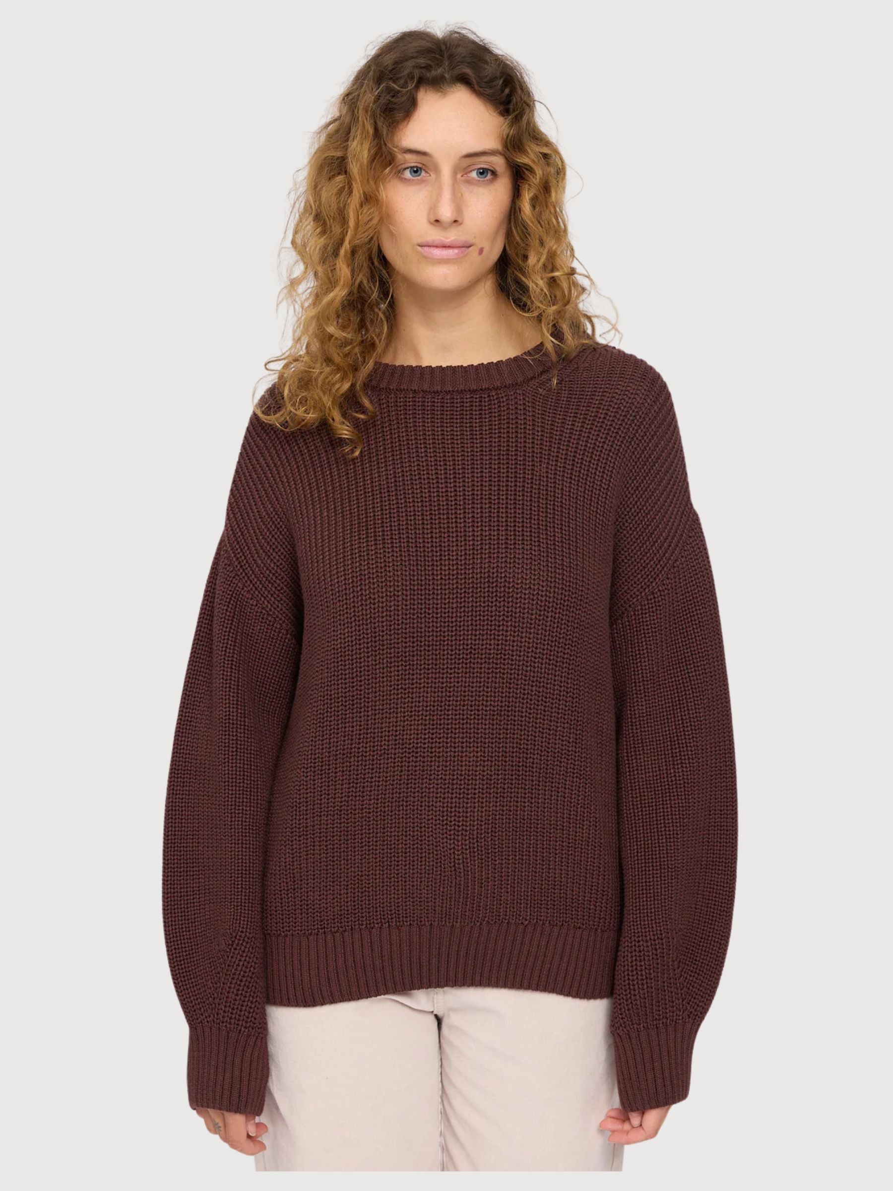 Mazine Pullover Grobstrick Braun Damen Baumwolle | Mazine