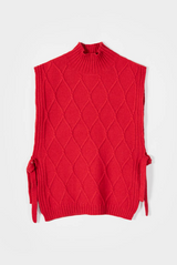 Delia Women's Turtleneck Vest in Recycled Wool – Poppy Red | Rifò