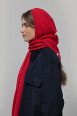 Ilenia Unisex Hooded Scarf in Recycled Cashmere – Poppy Red | Rifò